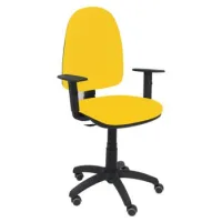 Silla De Oficina Ergonómica Con Mecanismo De Contacto Permanente, Regulable En Altura Y Ruedas De Parquet  Asiento Y Respaldo Tapizados En Tejido Bali Color Amarillo (brazos Regulables En Altura) Piqueras Y Crespo Modelo 04cp