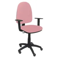 Silla De Oficina Ergonómica Con Mecanismo De Contacto Permanente, Regulable En Altura Y Ruedas De Parquet  Asiento Y Respaldo Tapizados En Tejido Bali Color Rosa Pálido (brazos Regulables En Altura) Piqueras Y Crespo Modelo 04cp
