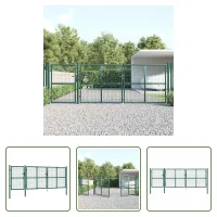Vidaxl Puerta De Jardín De Malla Verde 400x125 Cm Acero Galvanizado
