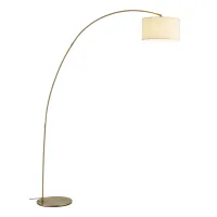 Qazqa Lámpara De Arco Moderna De Latón Con Pantalla Beige -