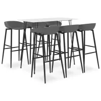 Mesa Alta Y Taburetes De Bar 7 Piezas Blanco Y Gris Vidaxl