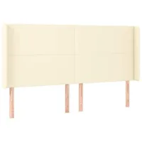 Cabecero Con Orejas Cuero Sintético Crema 183x16x118/128 Cm Vidaxl