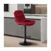 Taburete de bar de terciopelo laurel rojo 54x46x94 cm