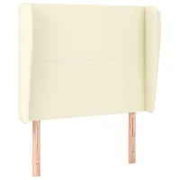 Cabecero con orejas cuero sintético color crema 93x23x118/128cm