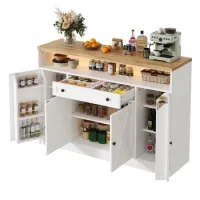 Aparador De Cocina Con Iluminación Led Rgb, Mdf, Welltin, 140 Cm – Blanco