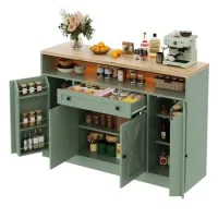 Aparador De Cocina Con Iluminación Rgb De Mdf Welltin 140 X 35 X 95 Cm – Verde