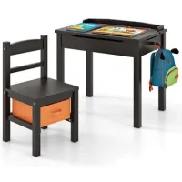 Juego De Mesa Y Silla Para Niños Costway Escritorio Infantil (café)