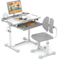 Juego De Escritorio Y Silla Para Niños Costway Mesa Y Silla Ajustables En Altura (gris)