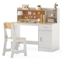 Juego De Escritorio Y Silla Para Niños Costway Mesa Infantil De Madera Con Estantes (natural)