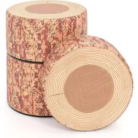 Juego De 3 Taburetes En Forma De Tocón De Árbol Costway Cojines De Suelo (natural Oscuro)