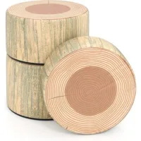 Juego De 3 Taburetes En Forma De Tocón De Árbol Costway Cojines De Suelo (natural Claro)