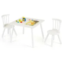 Mesa Y Sillas Infantil Costway Mesa De Actividades Infantil De Madera Con 2 Sillas (blanco)