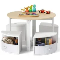 Juego De Mesa Y Sillas Para Niños Costway Juego De 5 Piezas (natural)