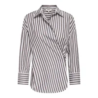 ONLY Blusa 'ONLSerena'  marrón oscuro / blanco