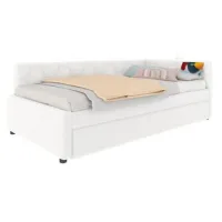 Sofá Cama, Diván De 90*200 Cm, Sofá Cama, Cama Con Somier (sin Colchón), Con Lámpara De Noche, Con Cama Plegable Multifuncional, Puerto Usb, Tipo C, Material Confortable, Boucle, Blanco