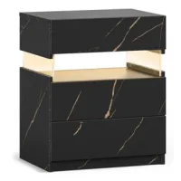 Mesitas De Noche Led, Cómoda De 3 Cajones Para Dormitorio, Mesa Auxiliar Con Tablero Acrílico, Mesitas De Noche Led Para Dormitorio, Sala De Estar, Muebles De Noche (negro+dorado)