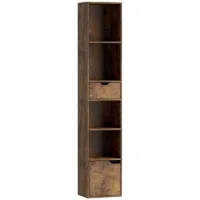 Librería Ajustable De 6 Niveles Y 3 Niveles Con Puerta De Gabinete Con Cajones Estante Ajustable Estante De Exhibición Marrón