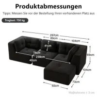 Sofá Esquinero En Forma De L Sin Marco, Sofá Esquinero Modular, Sofá Esquinero Con Otomana, Sofá Modular De Pana, Sofá De Pana Con Asiento Profundo De Tres Plazas Para Sala De Estar