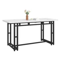 Mesa De Comedor Ligera De Lujo De 140x80 Cm, (1 Pieza), Estructura De Metal Mesa De Comedor Rectangular Hecha De Mesa De Cocina Moderna Con Patas De Metal Para Comedor, Sala De Estar