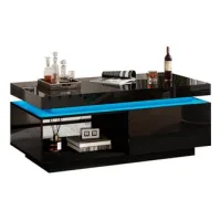 Mesa De Centro Moderna De Alto Brillo Con Iluminación Led, 100x50x40,3 Cm - Mesa Elegante Con Cajón Y Capacidad De Carga De 50 Kg