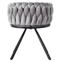 Juego De 4 Sillas De Comedor De Terciopelo, Silla Giratoria De Lujo Para Sala De Estar, Dormitorio, Silla Giratoria De Ocio Con Cuatro Patas De Soporte De Metal, Color Gris