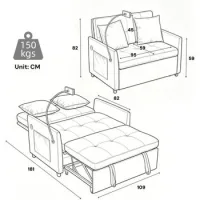 Sofá De Tela De Diseño Minimalista, Sofá De Deformación Multifuncional: Cómodo Sofá Cama Para Sala De Estar, Oficina Y Estudio, Unidad Pequeña