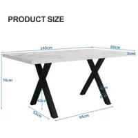 Mesa De Comedor, Diseño De Patas Cruzadas, Mesa De Comedor Rectangular, Mesa De Centro, Mesa De Comedor Moderna Y Sencilla De Hierro Forjado, L140*w80*h76cm, Textura De Mármol