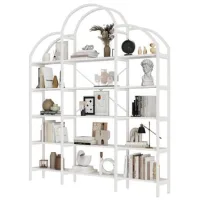 Estante De Estilo Simple De 170 X 26 X 190 Cm, Material Mdf De Acero Tubular, Cinco Capas De Espacio De Almacenamiento, Forma De Nube Única, Fácil De Montar Y Limpiar, Blanco