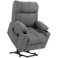 Silla Para Tv Con Ayuda Para Ponerse De Pie, Altura Ajustable, Inclinación De 135°, Con 3 Modos, 8 Puntos De Masaje, Control Remoto, 144 X 91 X 88 Cm, Gris