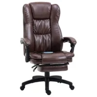 Silla Giratoria Ajustable Con Reposapiés, Reposacabezas, Función De Masaje, Piel Sintética, 68,5x68,5x113-121cm, Marrón