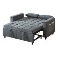 Sofá Cama De 2 Plazas De Chenilla 3 En 1 Con Espacio De Almacenamiento En Los Reposabrazos, Cama De Invitados Extraíble Con Bolsillos Laterales, Estructura De Metal Resistente