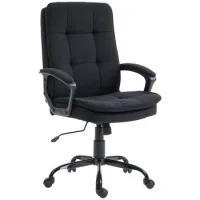 Silla Ejecutiva Con Acolchado De Doble Capa, Silla De Oficina De Tela, Regulable En Altura, Con Reposabrazos, Negro