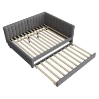 Cama Tapizada 140*200, Sofá Cama Plegable, Cama Multifuncional Con Somier, Camas Juveniles, Camas Infantiles, Camas De Invitados, Tela De Terciopelo Gris