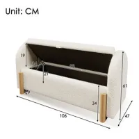 Banco De Cama Con Espacio De Almacenamiento Hidráulico 106 Cm Blanco - Banco Tapizado En Tela Bouclé De Chenilla, Banco Con Asiento, Cierre Suave