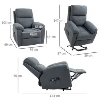 Sillón De Masaje Con Ayuda Para Ponerse De Pie, Sillón De Lactancia Con Ayuda Para Ponerse De Pie, 8 Motores De Vibración, Incl. Mando A Distancia, Gris