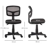 Silla De Oficina Silla De Escritorio Ergonómica, Silla Giratoria De Altura Ajustable, Que Ahorra Espacio En Negro
