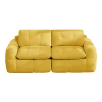 Sofá Modular De 2 Plazas, Capitoné Cuadrado, Espuma De Alta Densidad 32d, Chenilla, Asiento Profundo, Minimalista, Sin Ensamblaje, Para Apartamento, Sala De Estar Y Dormitorio, Amarillo