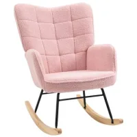 Mecedora, Mecedora, Sillón Decorativo, Sillón De Relajación, Sillón De Salón Para Dormitorio, Hasta 120 Kg, Imitación Piel De Cordero, Rosa
