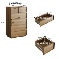 Cómoda De Seis Cajones, Armario/alacena Moderno, Muebles De Almacenamiento De Madera, Tocador, Adecuado Para Sala De Estar, Dormitorio, Pasillo, 80x48x127cm, Color Roble