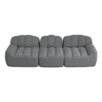 Sofá Modular De 3 Plazas, Diseño Sin Armazón De Espuma De Alta Densidad 32d, Asiento Profundo, Ideal Para Sala De Estar, Tela Suave, Gris