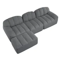 Sofá Modular De 3 Plazas En Forma De L Con 1 Otomana, Sofá Sin Armazón De Espuma De Alta Densidad 32d, Asiento Profundo, Ideal Para Sala De Estar, Tela Suave, Gris