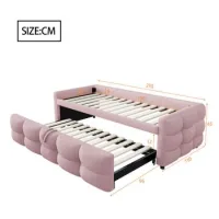Sofá Cama Plegable Tapizado 90/180*190 Cm, Puff, Tela De Terciopelo De Peluche, Cama Individual, Cama Doble, Con Somier, Cama Multifuncional, Rosa (sin Colchón)