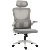 Silla De Oficina Silla De Escritorio Ergonómicamente Regulable En Altura Con Reposabrazos, Almohada, Función De Balancín Y Soporte Lumbar, Malla Gris Para Un Confort Óptimo