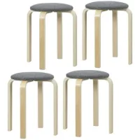Juego De 4 Taburetes De Comedor, Taburetes Apilables, Taburetes Redondos, Taburetes De Cocina Con Aspecto De Lino, Taburetes Tapizados Para Comedor, Salón, Cocina, Gris