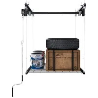 Percha De Garaje Con Sistema De Manivela, Estante De Techo De Acero De 1, 2x1, 2m Para Habitaciones Altas De 3 A 3, 6m, Con Capacidad De Carga De 113kg