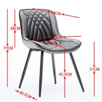 Juego De 2 Sillas De Comedor, Sillas De Cocina Ergonómicas Con Cuero De Pu Perforado Transpirable Y Costuras Artísticas En 3d, Patas Cruzadas De Metal Resistente