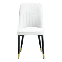 Juego De 2 Modernas Sillas De Comedor Blancas Con Respaldo Acolchado De Cuero Pu Blanco Y Patas De Metal Negro, Adecuadas Para Una Variedad De Usos, Como Comedor, Cocina Y Dormitorio