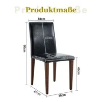 [juego De 4 Sillas De Comedor Minimalistas] Lujo Ligero Europeo Con Apariencia De Nogal Negro: Cuero Pu Negro + Patas De Metal Con Apariencia De Nogal Intenso. Encaja Perfectamente En