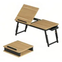 Práctica Mesa Para Computadora Portátil Con Ajuste De Altura Y Ángulo, Mesa Plegable Ajustable Con Función De Inclinación Y Cajón, Mesa De Cama Multifuncional (solo Con 1 Mesa De Cama)