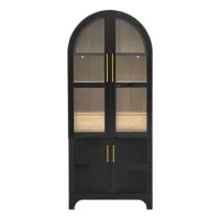 Aparador Con Estantes Y Cajones Regulables, Mueble De Cocina Con Cristal Acanalado Y Gran Espacio De Almacenamiento, Ideal Para Comedor, Salón Y Cocina (negro)